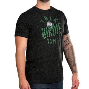 State of Mine Men's Short Sleeve Talk Birdie To Me Golf Black Graphic T-Shirt M